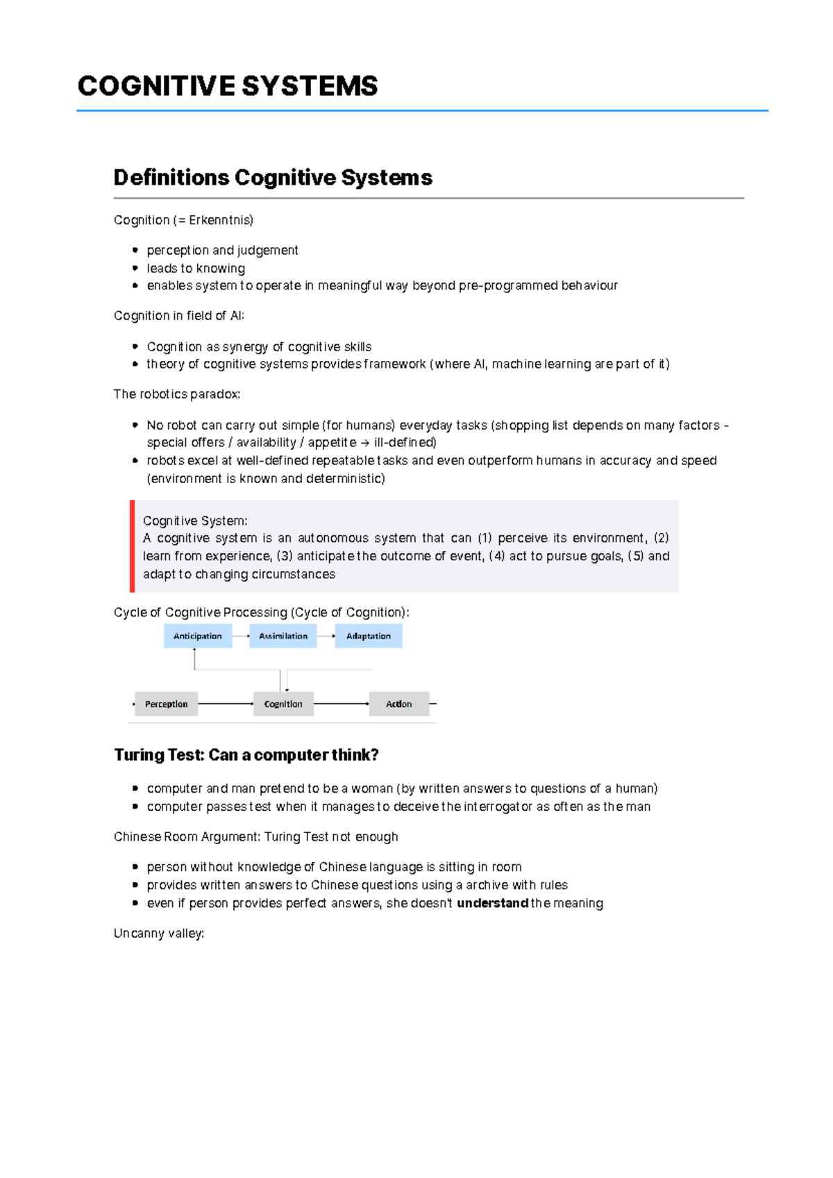 Short and clear summary with example program ACT-R - COGNITIVE SYSTEMS ...