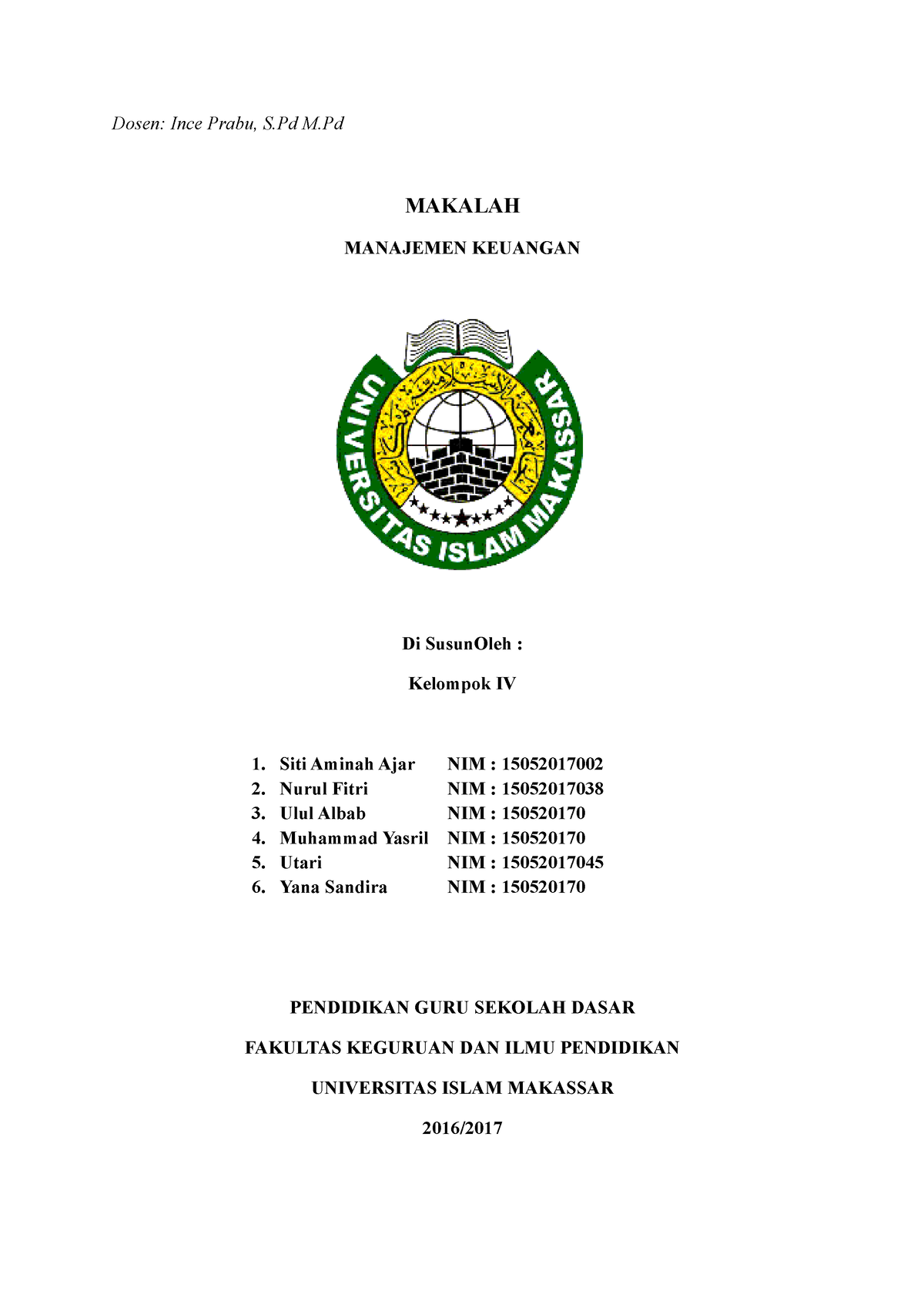 Makalah Manajemen Keuangan - Dosen: Ince Prabu, S M MAKALAH MANAJEMEN ...