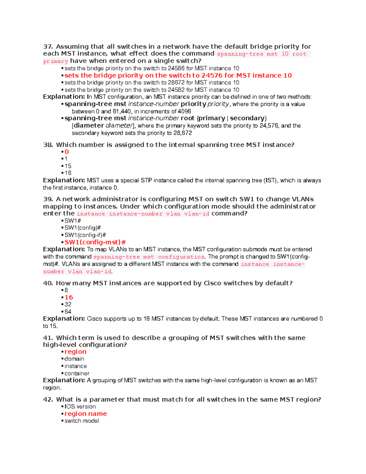 Chapter 4 Quiz – Multiple Spanning Tree Protocol (Answers) CCNPv 8 ...