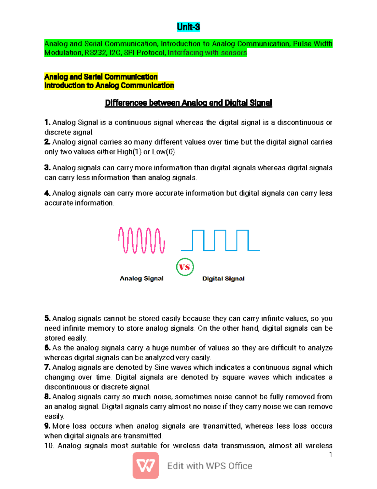 emb notes for srm - Unit- Analog and Serial Communication, Introduction ...