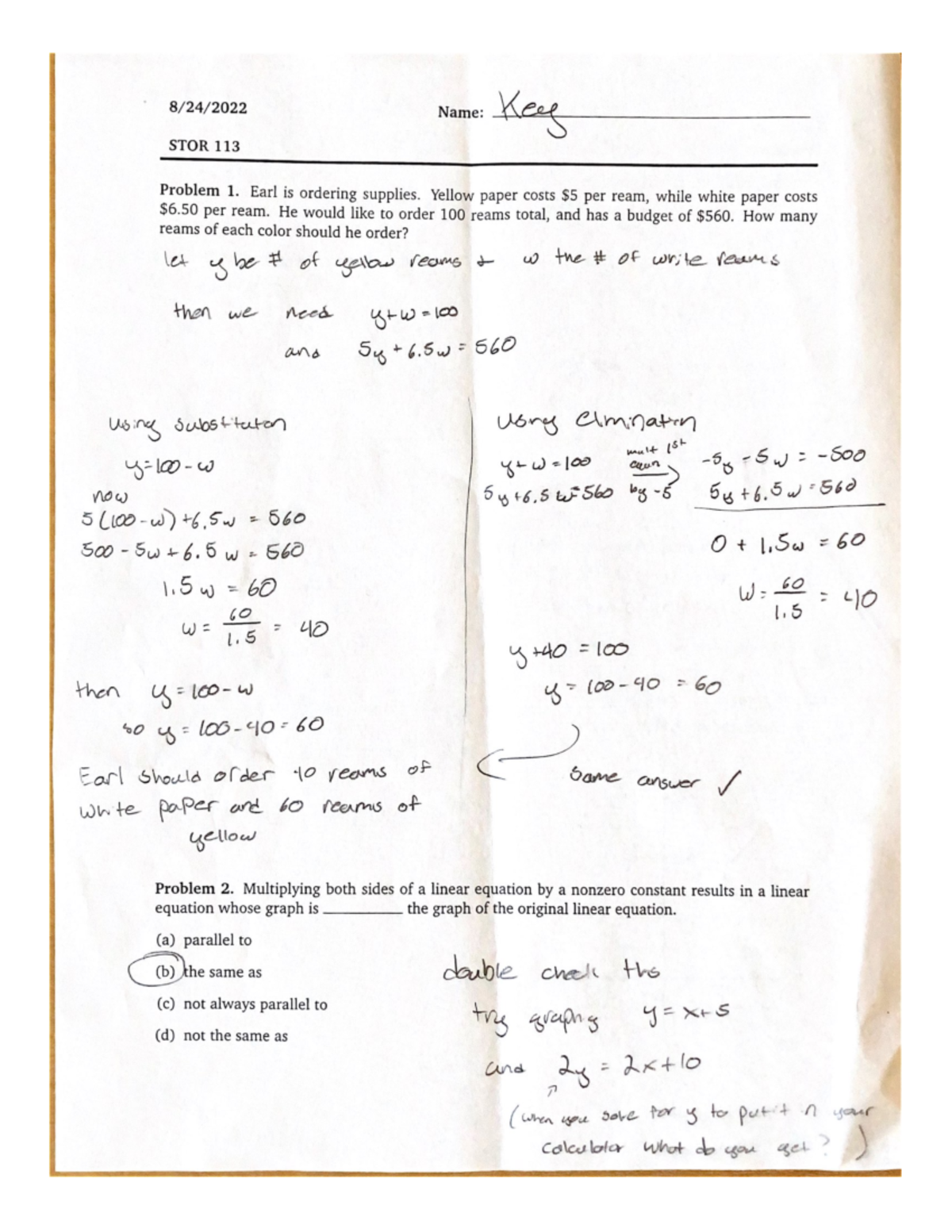 Worksheet Sections 4.1 and 2.1 Key - STOR 113 - UNC Chapel Hill - Studocu