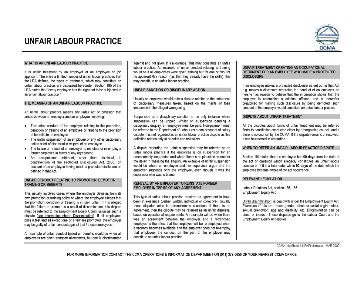 case study on unfair labour practices