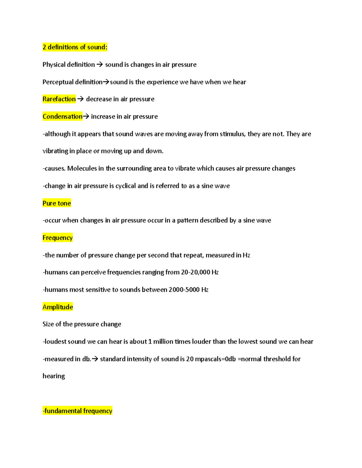 lecture notes chapter 14 psyc 363 - 2 definitions of sound: Physical ...