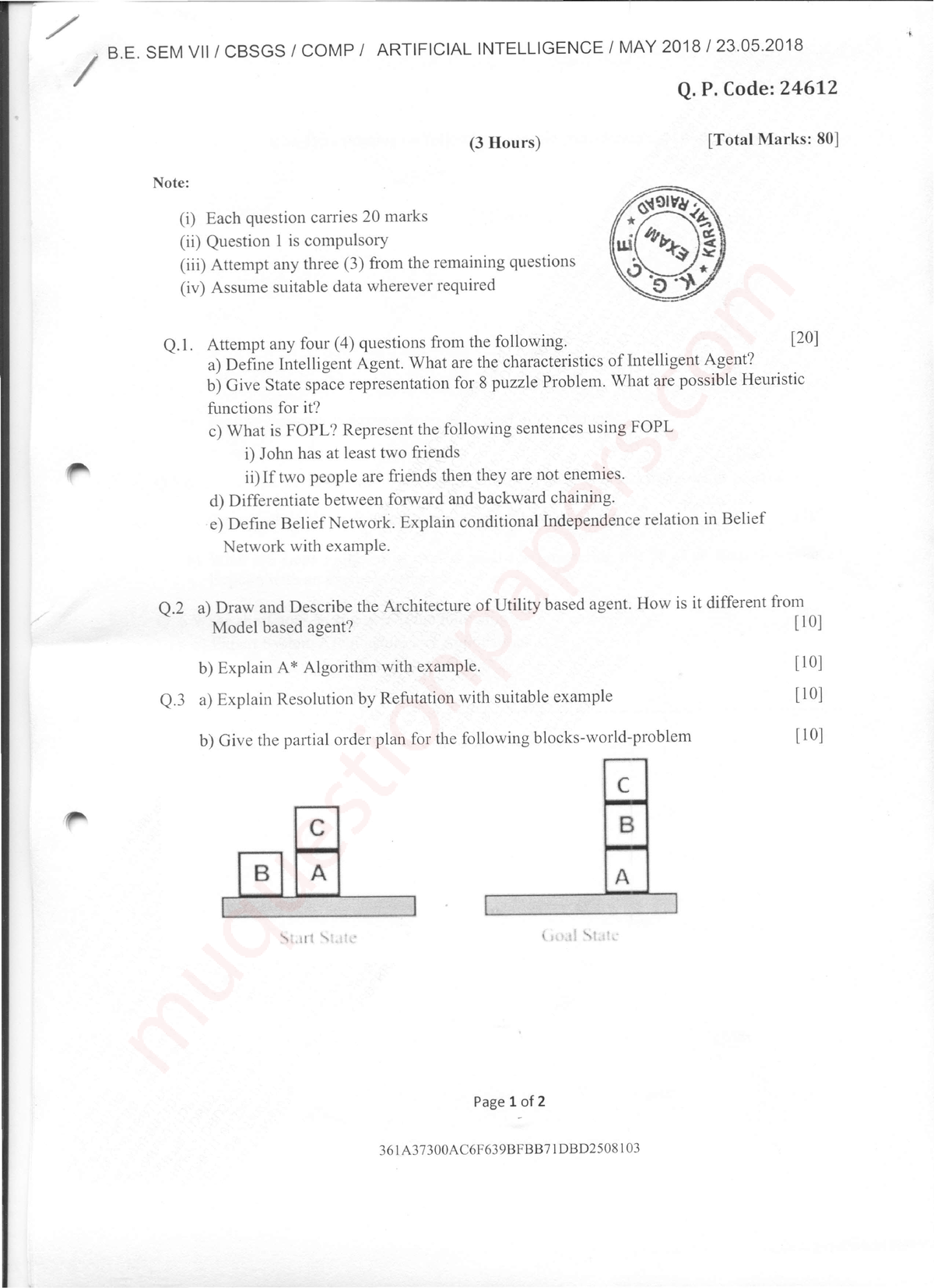 BE-Comps SEM7 AI MAY18 - Previous Question Paper - Computer Engineering ...