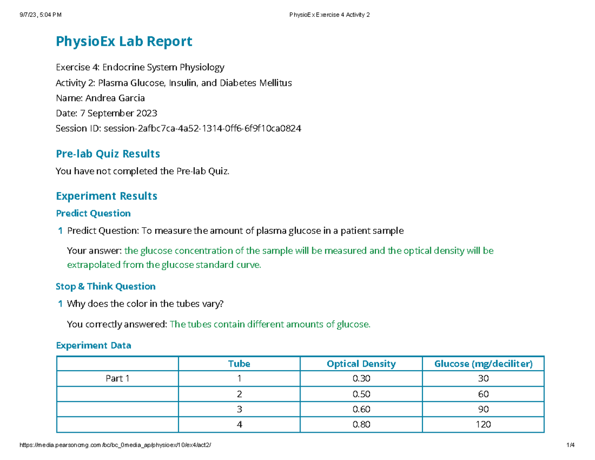 Physio Ex Exercise 4 Activity 2 - PhysioEx Lab Report Exercise 4 ...