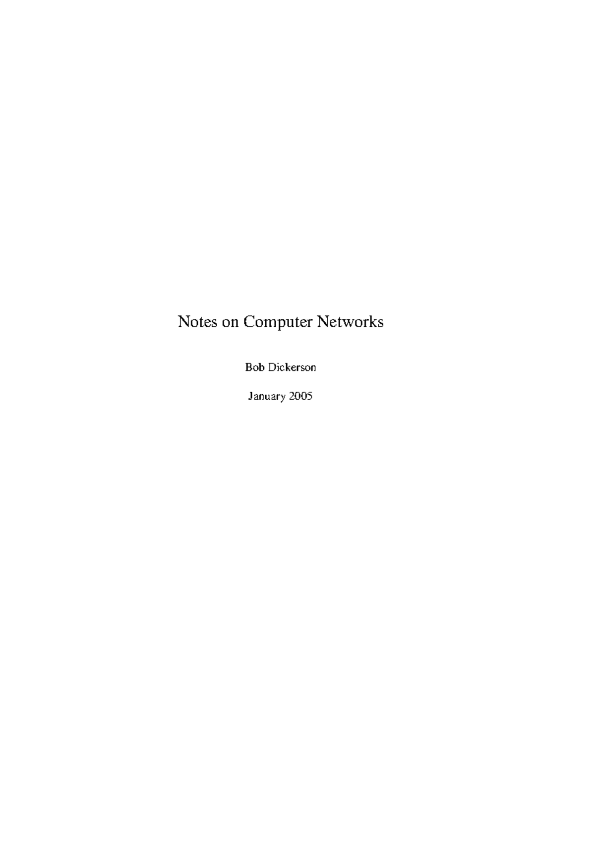 Notes on computer networks the unit introduces the concepts of