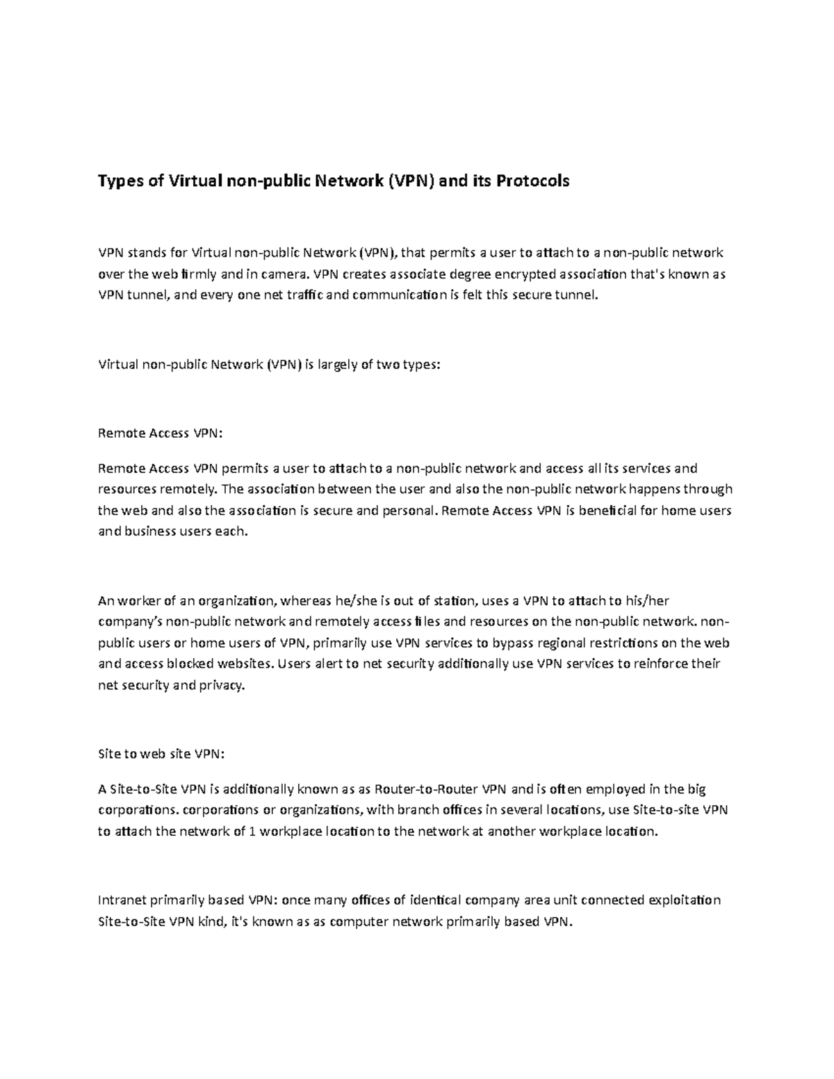 Types of Virtual non-public Network (VPN) and its Protocols - VPN ...