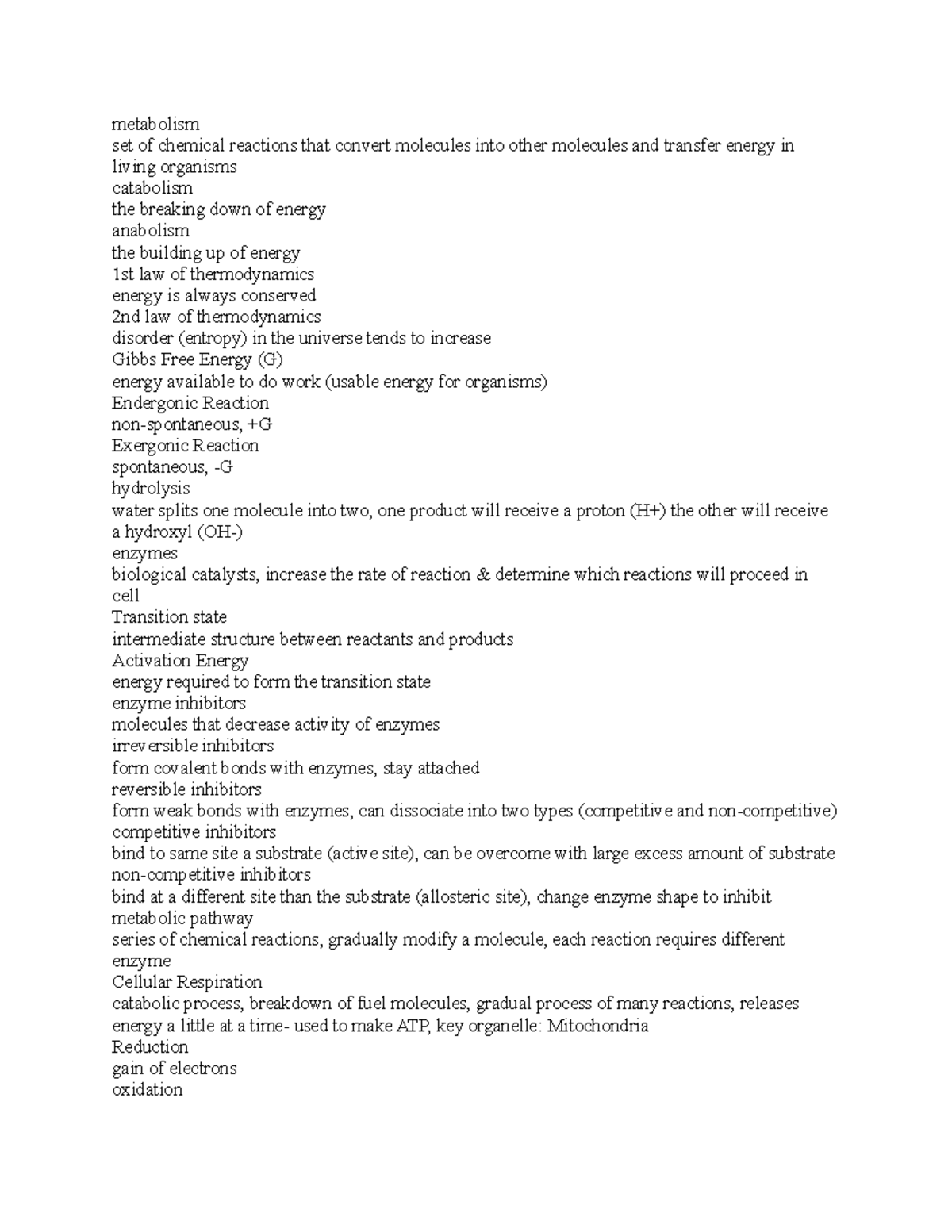 Bio 2 - Notes and study guide - metabolism set of chemical reactions ...