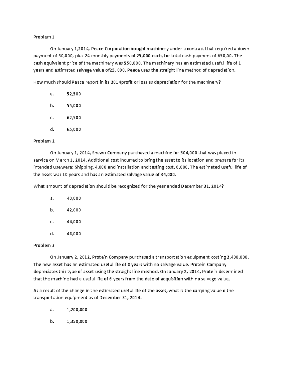 Problem-1 compress - AAAAA - Problem 1 On January 1,2014, Peace ...