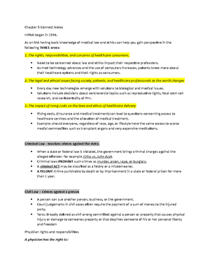 Chapter 5 Connect Notes - Chapter 5 Connect Notes HIPAA began in 1996 ...