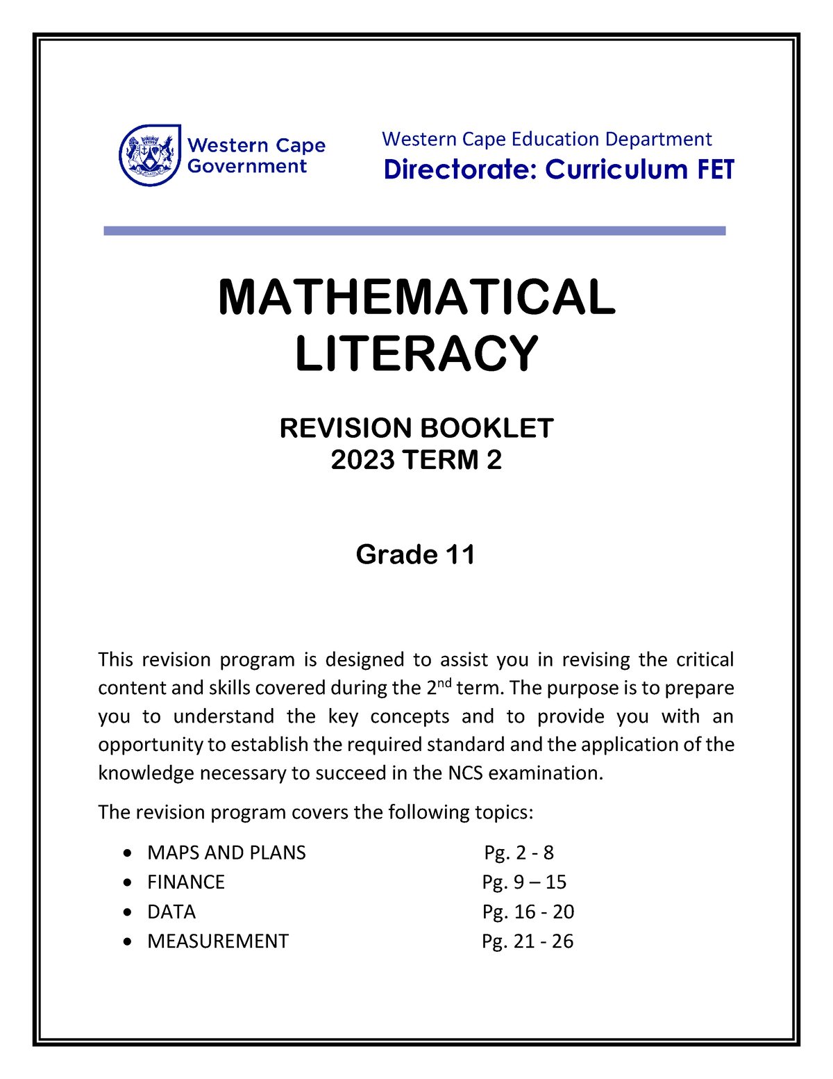 mathematical literacy grade 11 term 2 assignment 2022