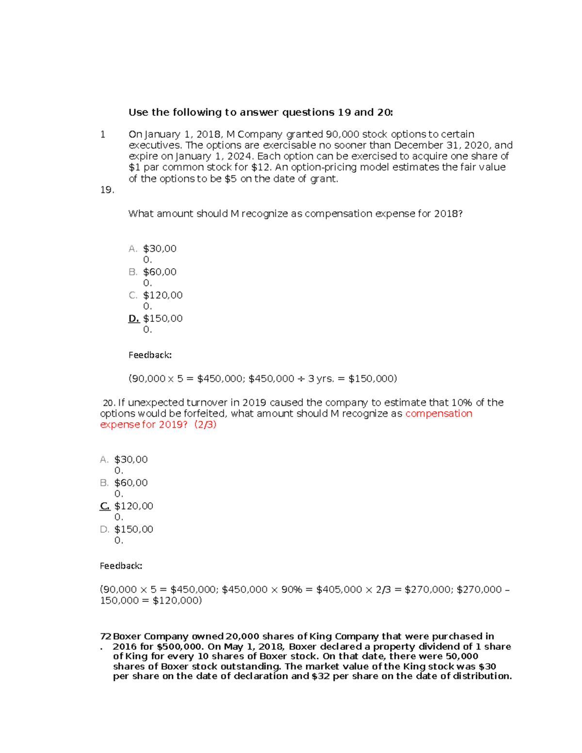 Review Final MC 121B - Quiz Answer Key - 1 19. Use The Following To ...