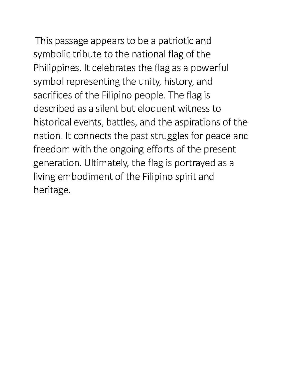 Nstp Nstp This passage appears to be a patriotic and symbolic