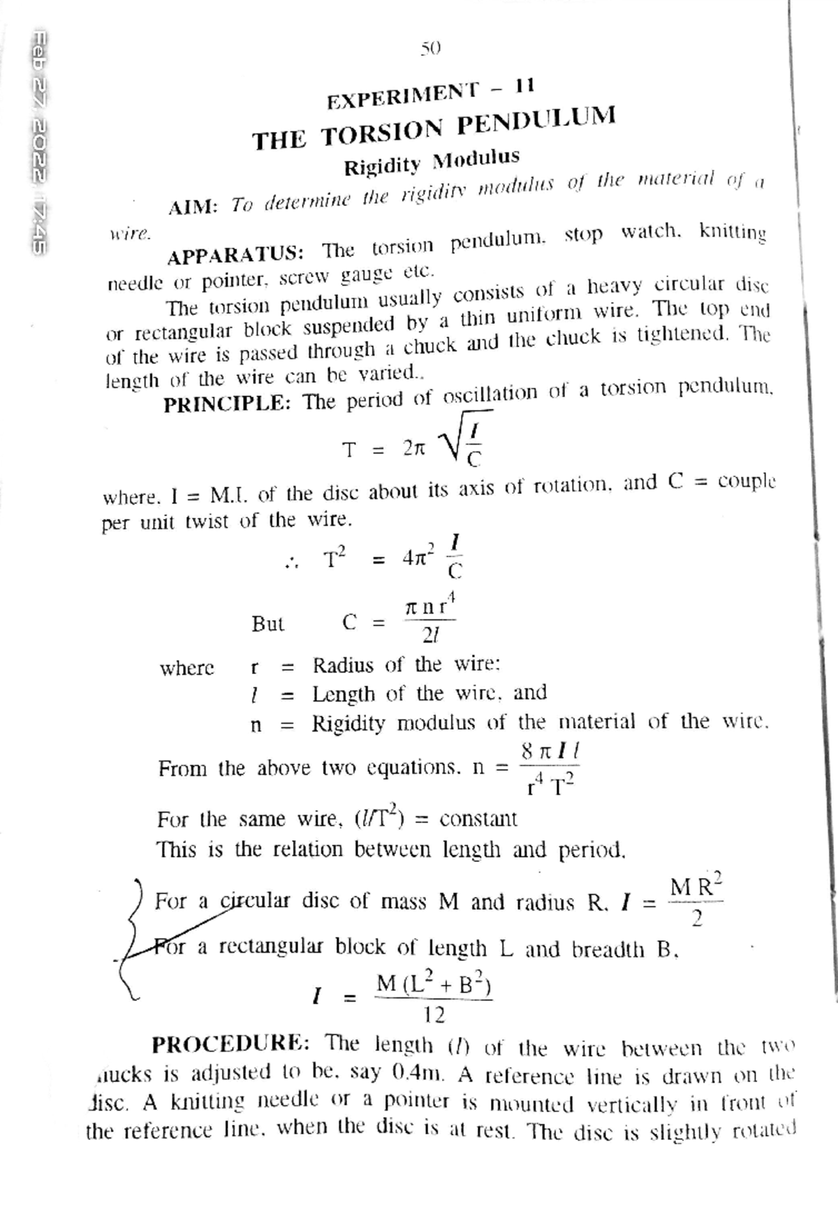 Torsion Pendulum Rigidity modulus 06Feb2023 193511 Bsc