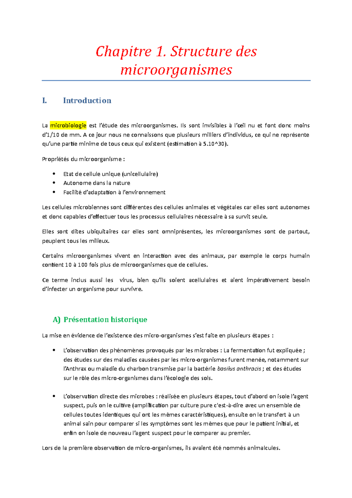 Cours De Microbiologie - Chapitre 1. Structure Des Microorganismes I ...