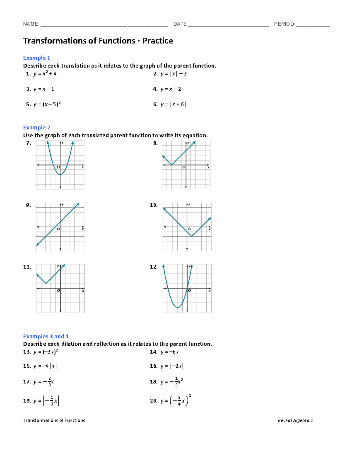 1.7 practice - Transformations of Functions ⸱ Practice Example 1 ...