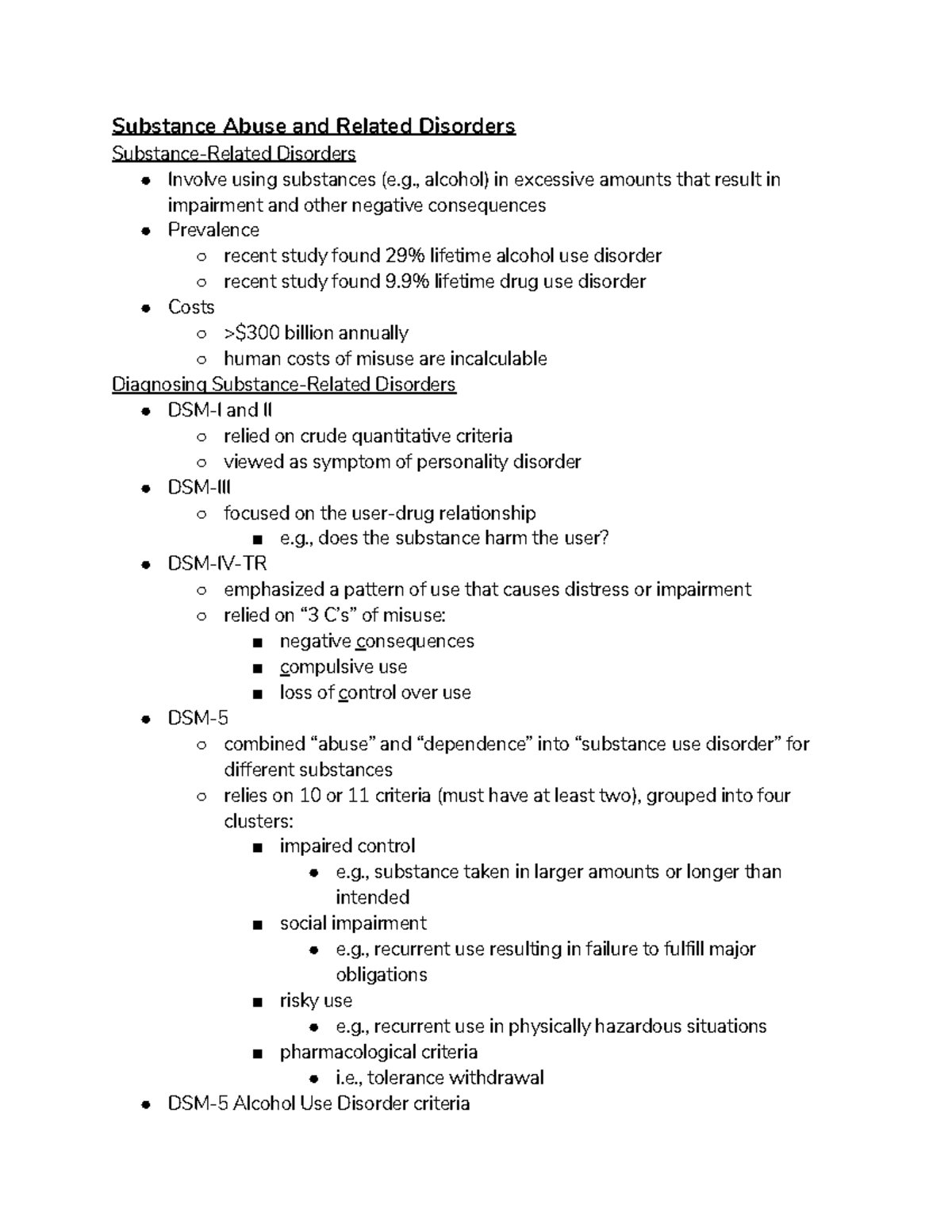 Abnormal Psychology Ch. 11 (3 10 20) - Substance Abuse and Related ...