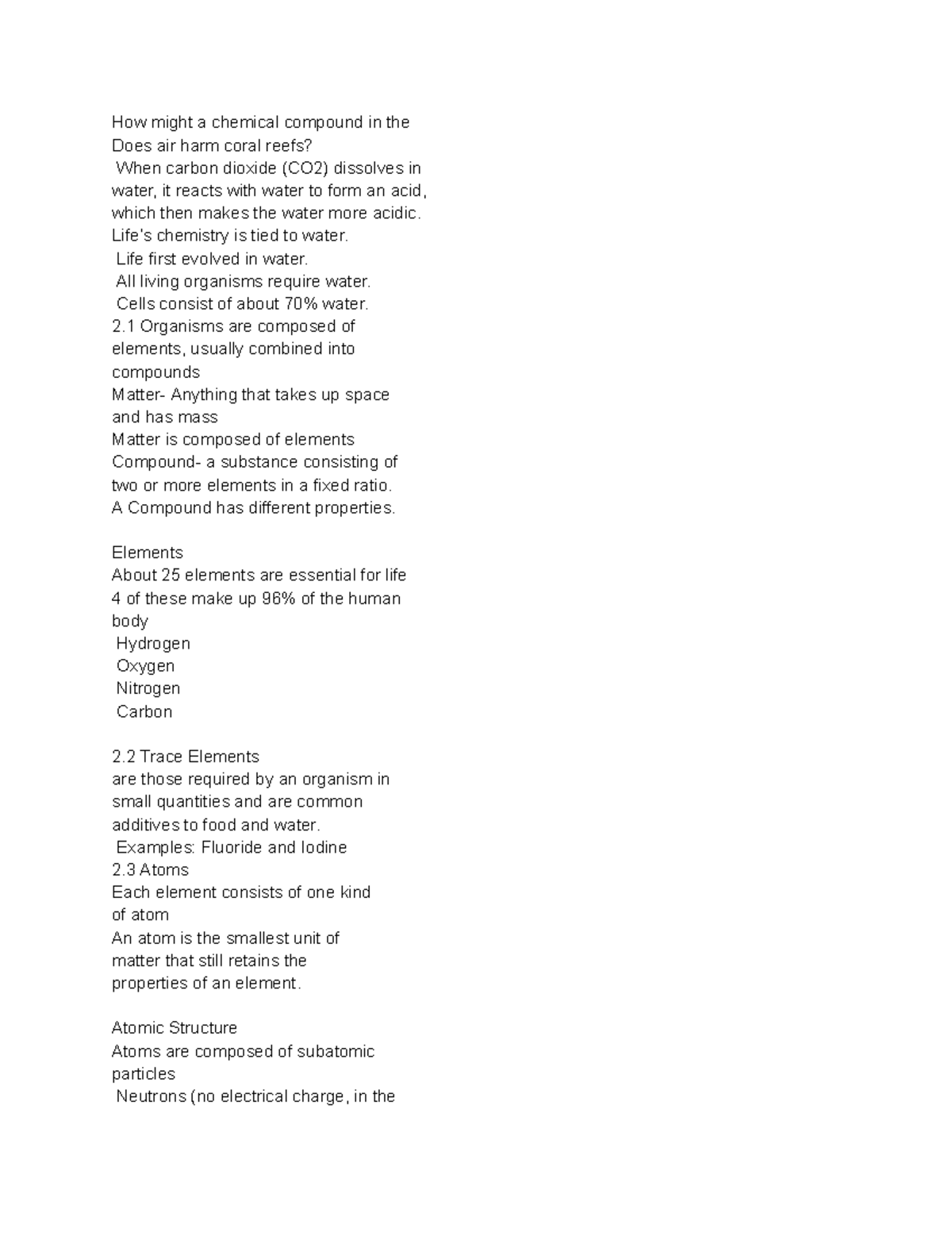 The Chemical Basis of Life - How might a chemical compound in the Does ...