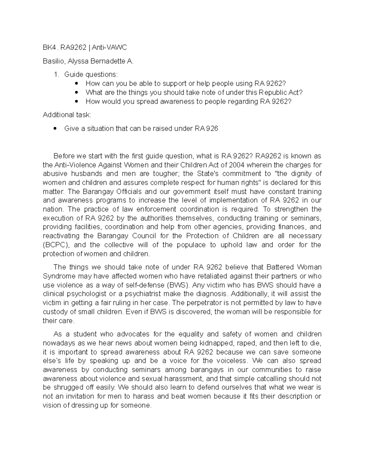 BK4 RA 9262 ANTIVAWC Basilio, Alyssa Bernadette A BK4. RA9262 Anti