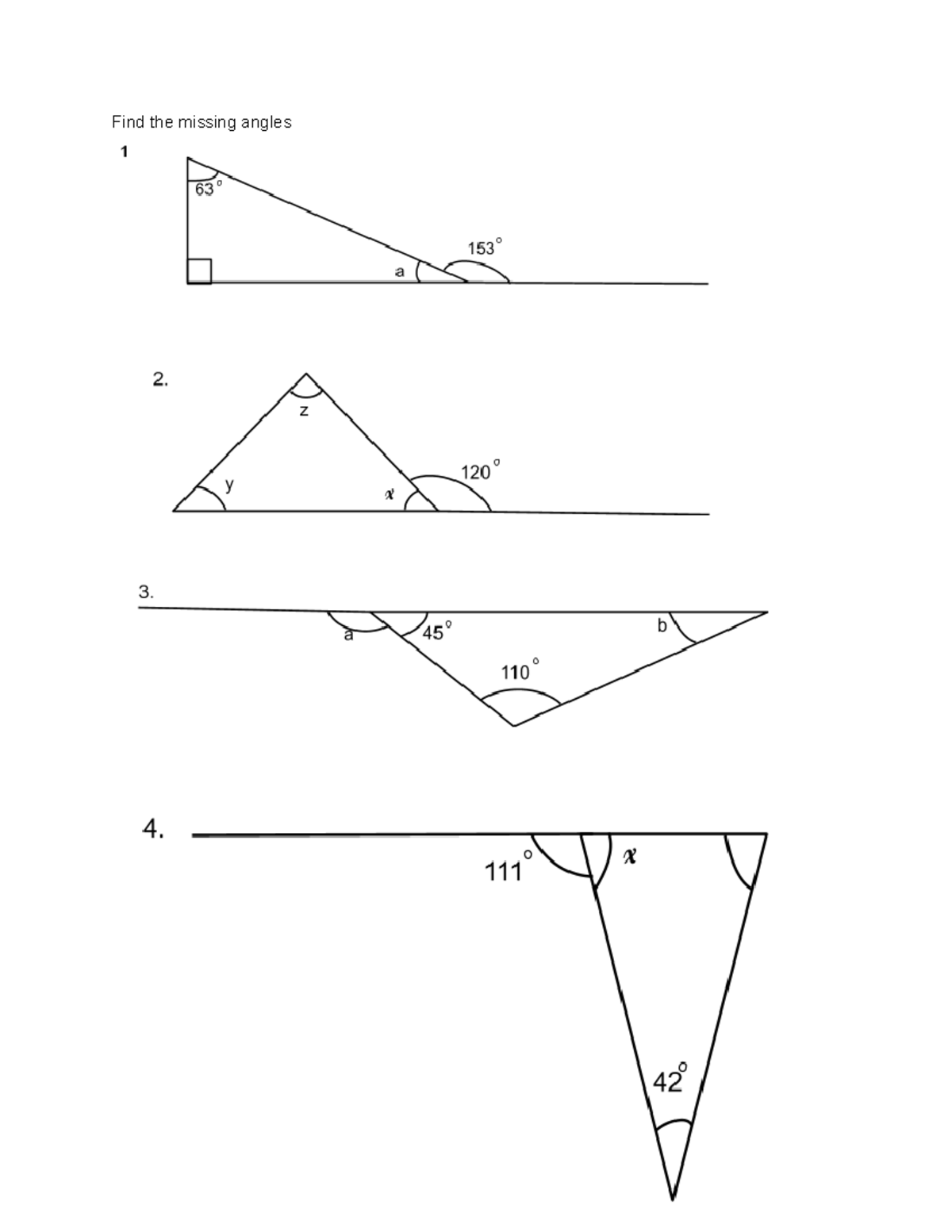 Introduction to Angles in Triangles E7004 Find the missing angles 1