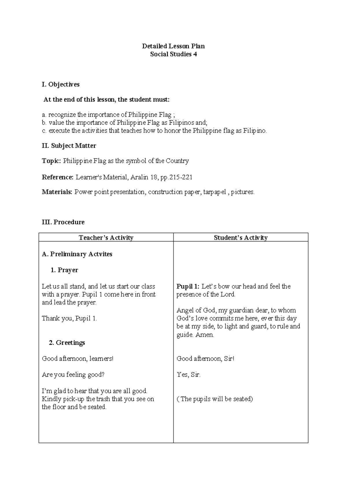 Detailed-Lesson-Plan social-studies - Detailed Lesson Plan Social ...