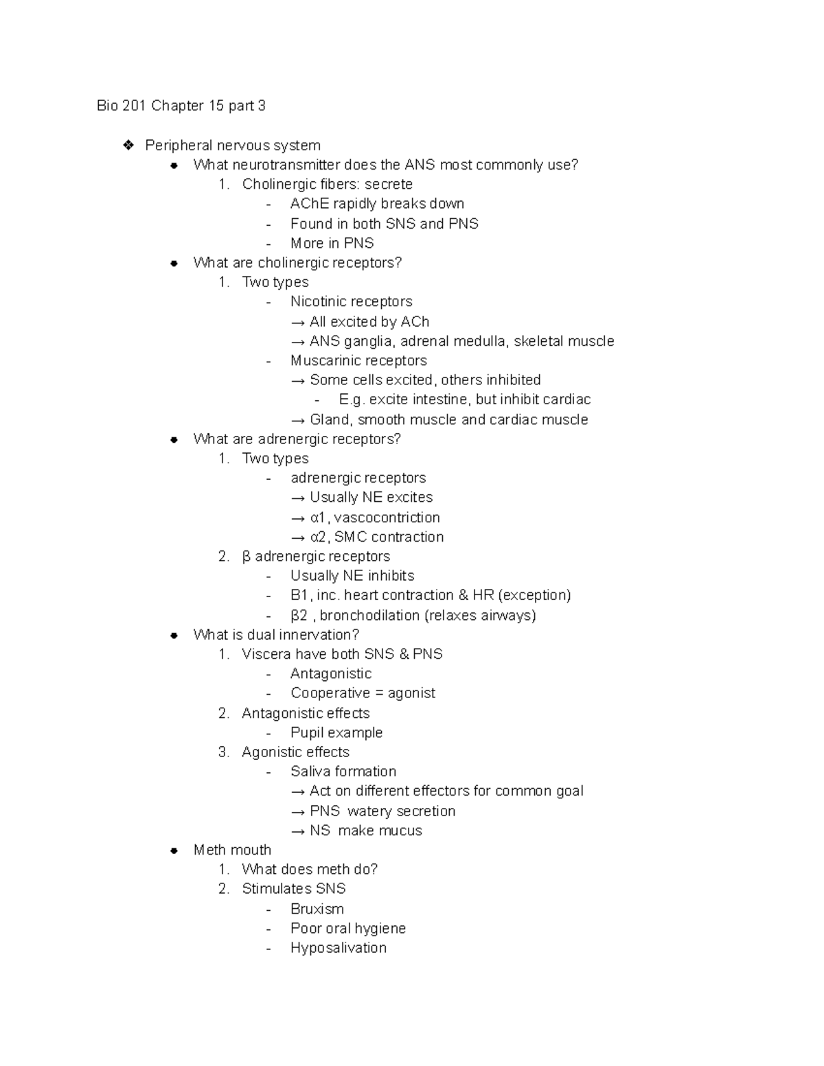 Ch 15 part 3 - Dr. Kellar class - Bio 201 Chapter 15 part 3 Peripheral ...