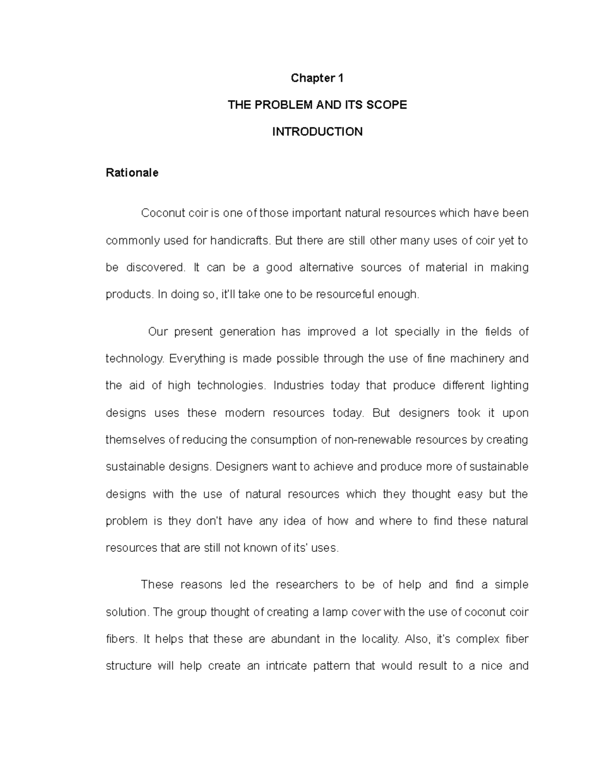 Chapter 1 - Chapter 1 THE PROBLEM AND ITS SCOPE INTRODUCTION Rationale ...