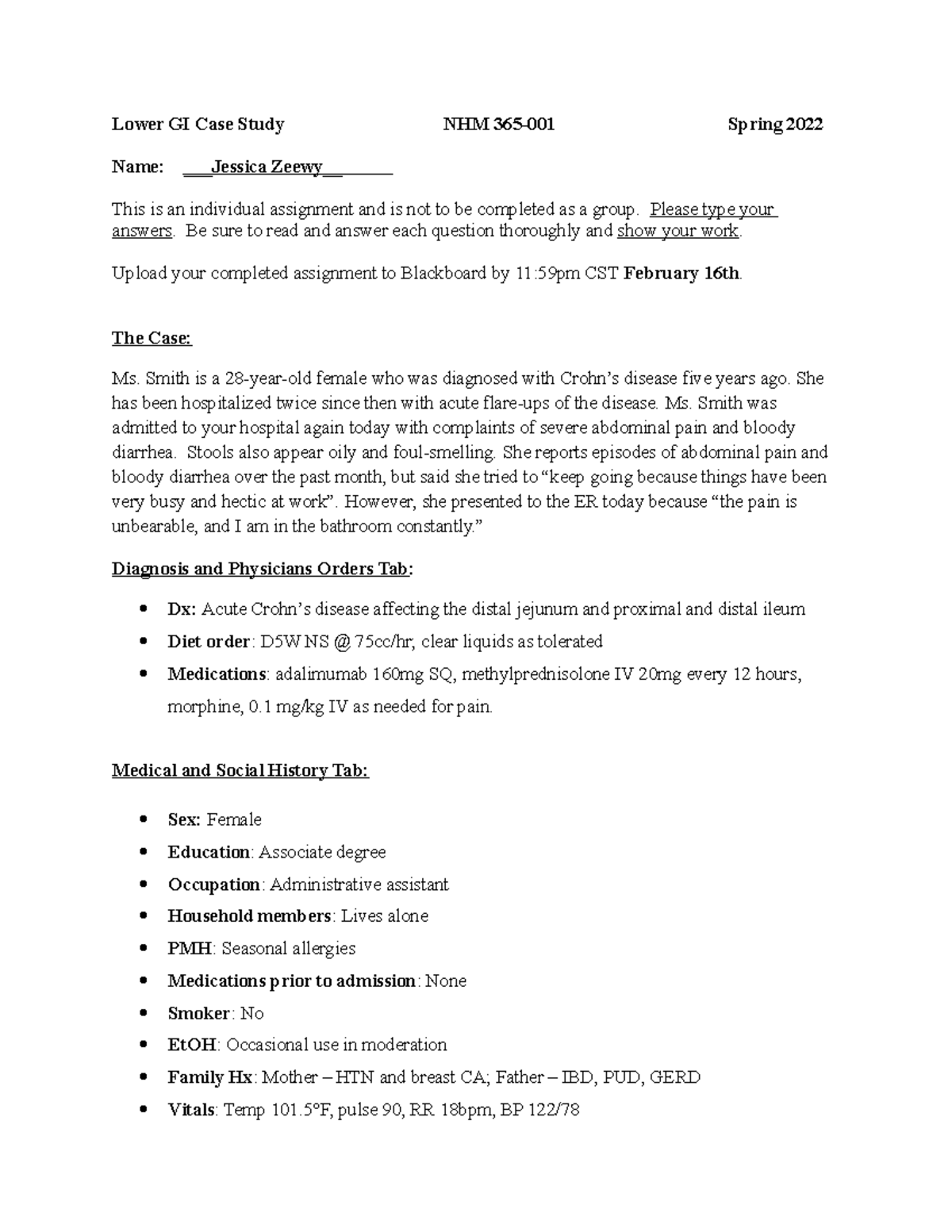 week 2 case study lower gi