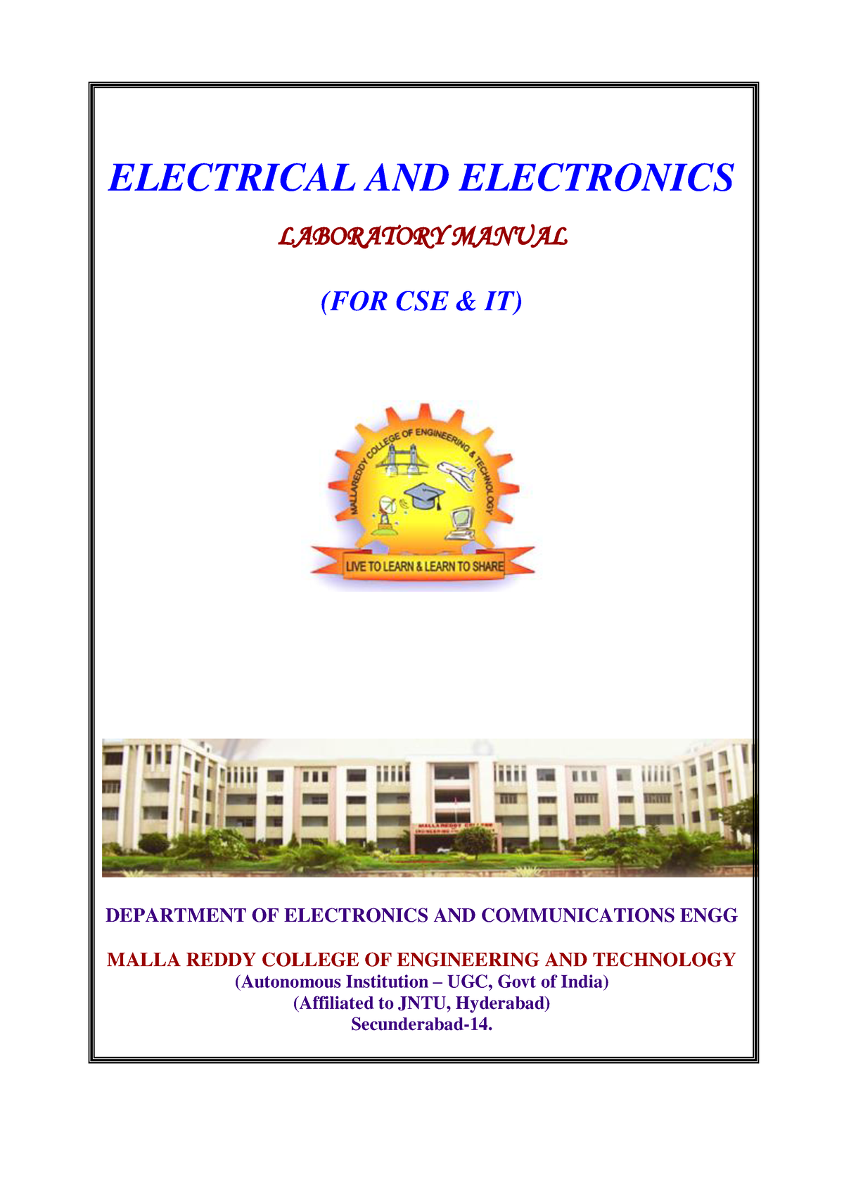 Electronic Devices & Circuits - ELECTRICAL AND ELECTRONICS LABORATORY ...