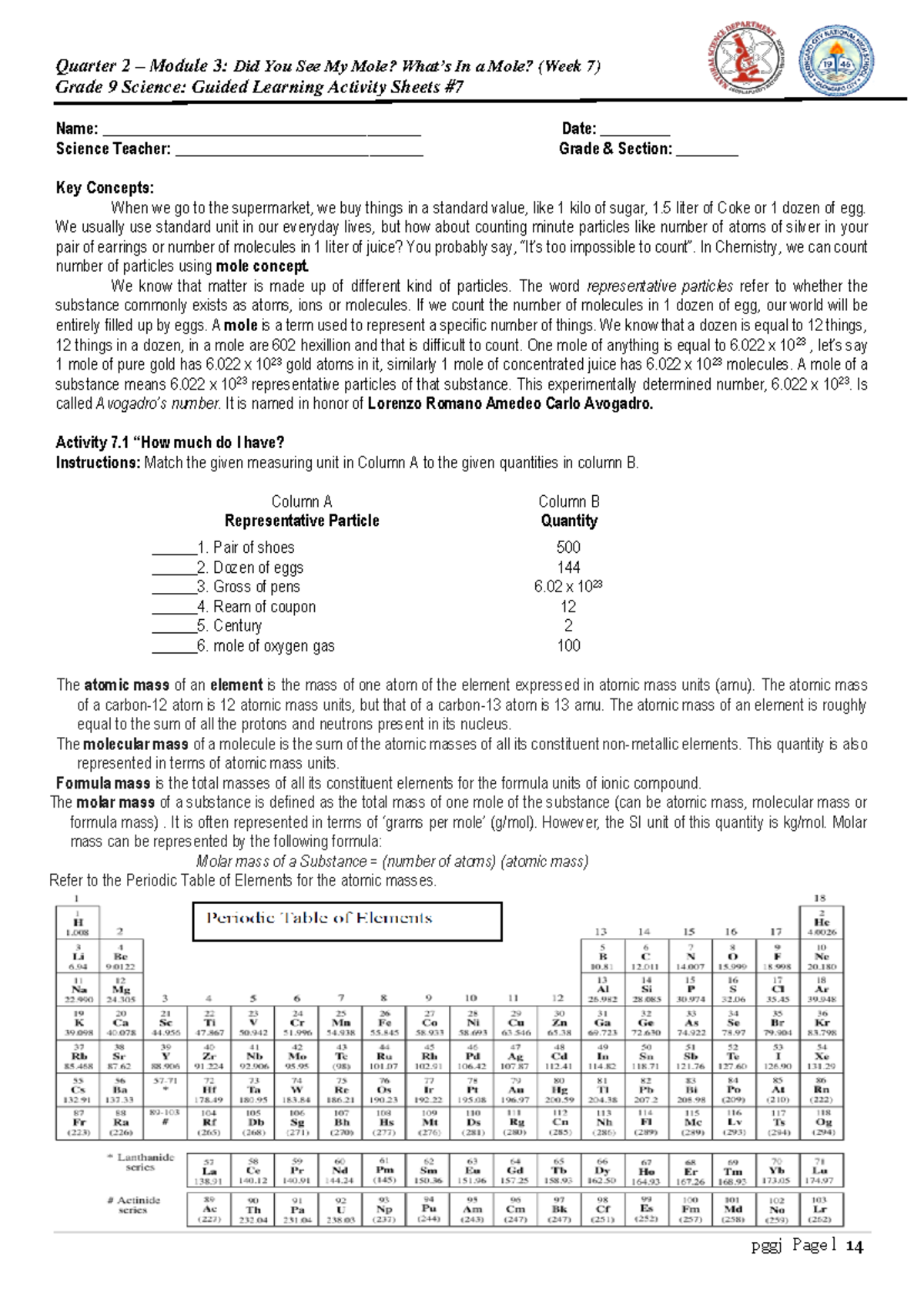 Grade-9-Q2 Science-Mod3-WEEK-7-GLAS - Quarter 2 – Module 3 : Did You ...