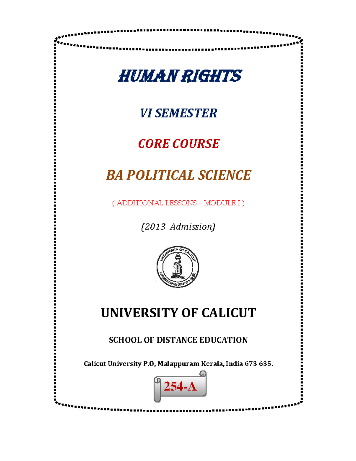 Lay out Human Rights on17Feb2016 - human rights VI SEMESTER CORE COURSE ...