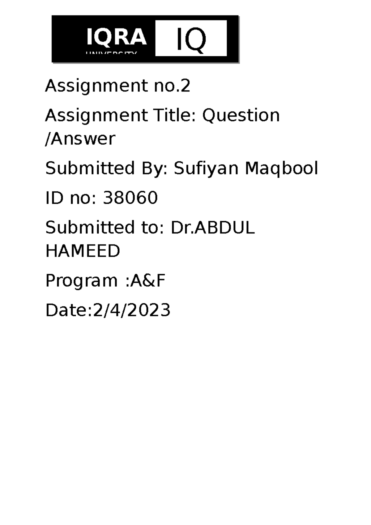 Assignment no - practice material - Assignment no. Assignment Title ...