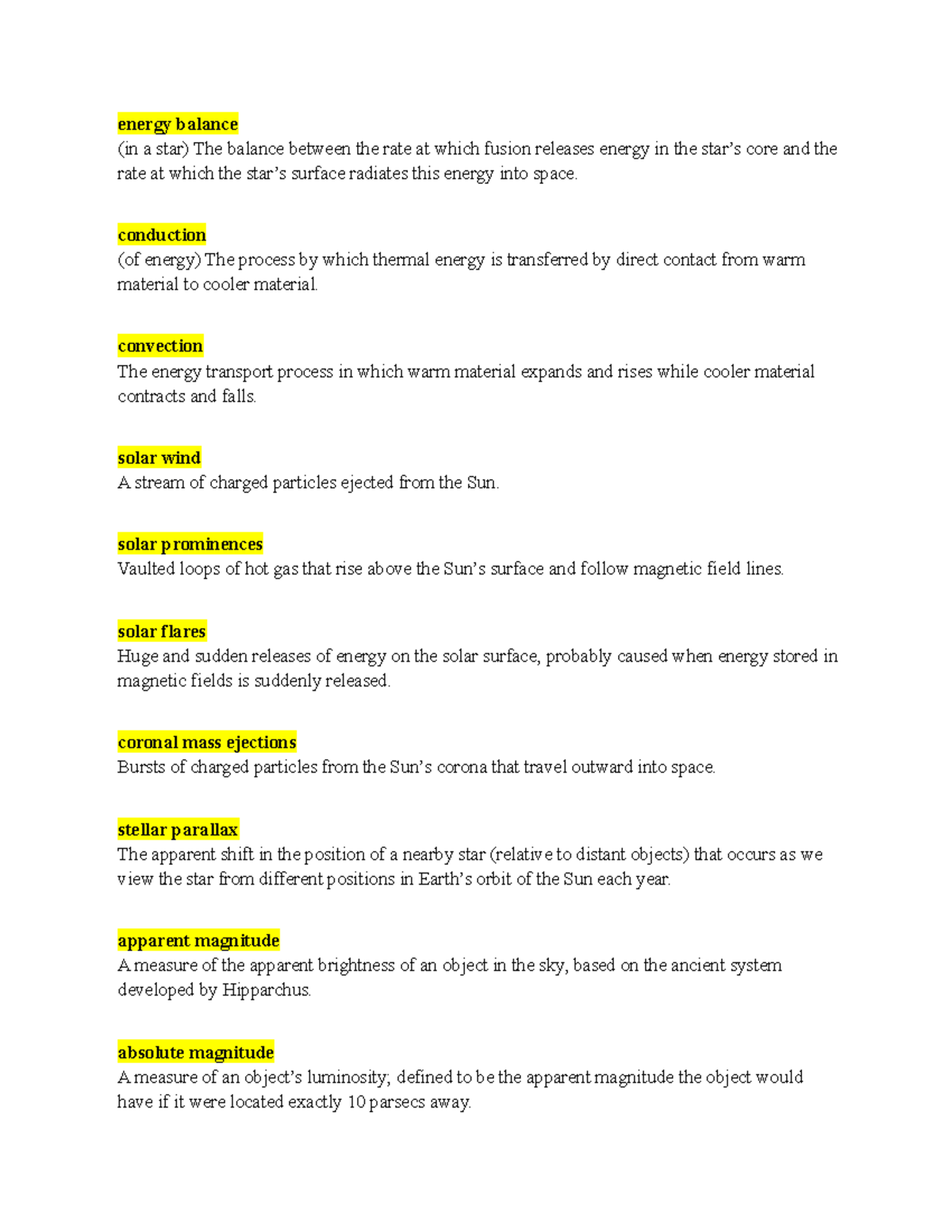 Unit 2 Test - Notes for the Unit 2 test - energy balance (in a star ...