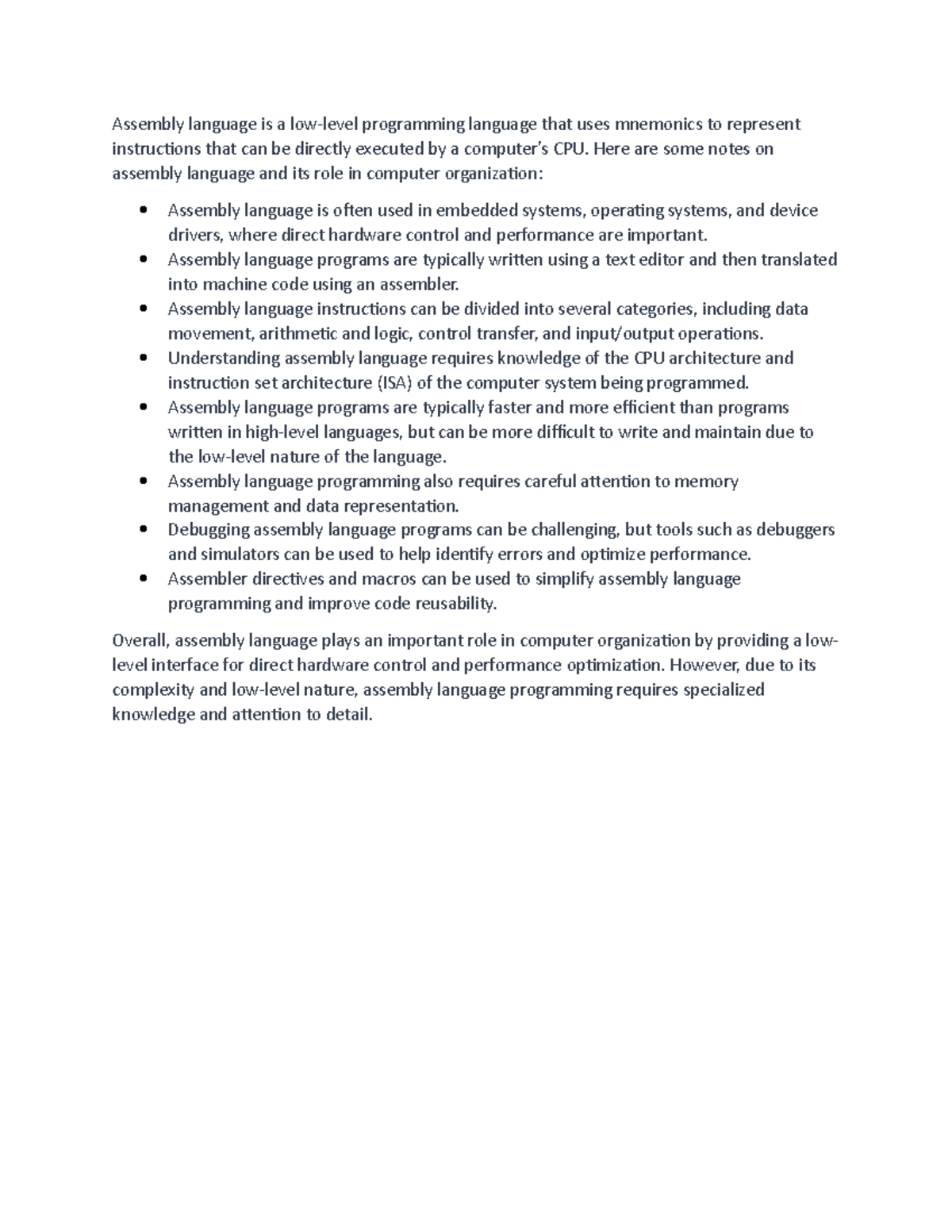 Num 17 - Assembly processing - Assembly language is a low-level ...
