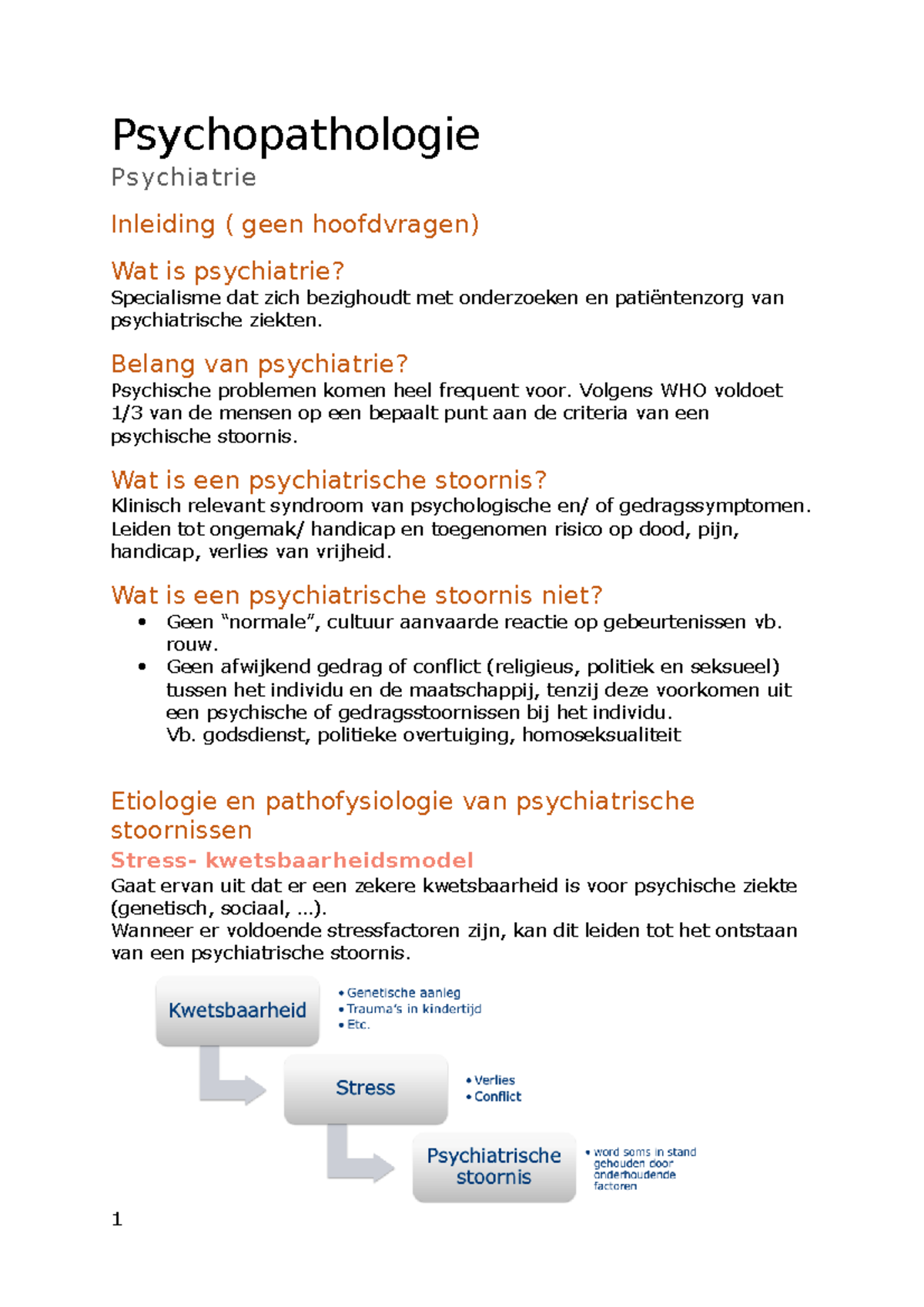 Psychopathologie Samenvatting Semester 2 - Psychopathologie Psychiatrie ...