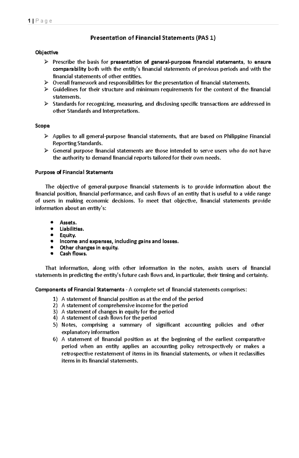 Presentation of Financial Statements - Overall framework and ...