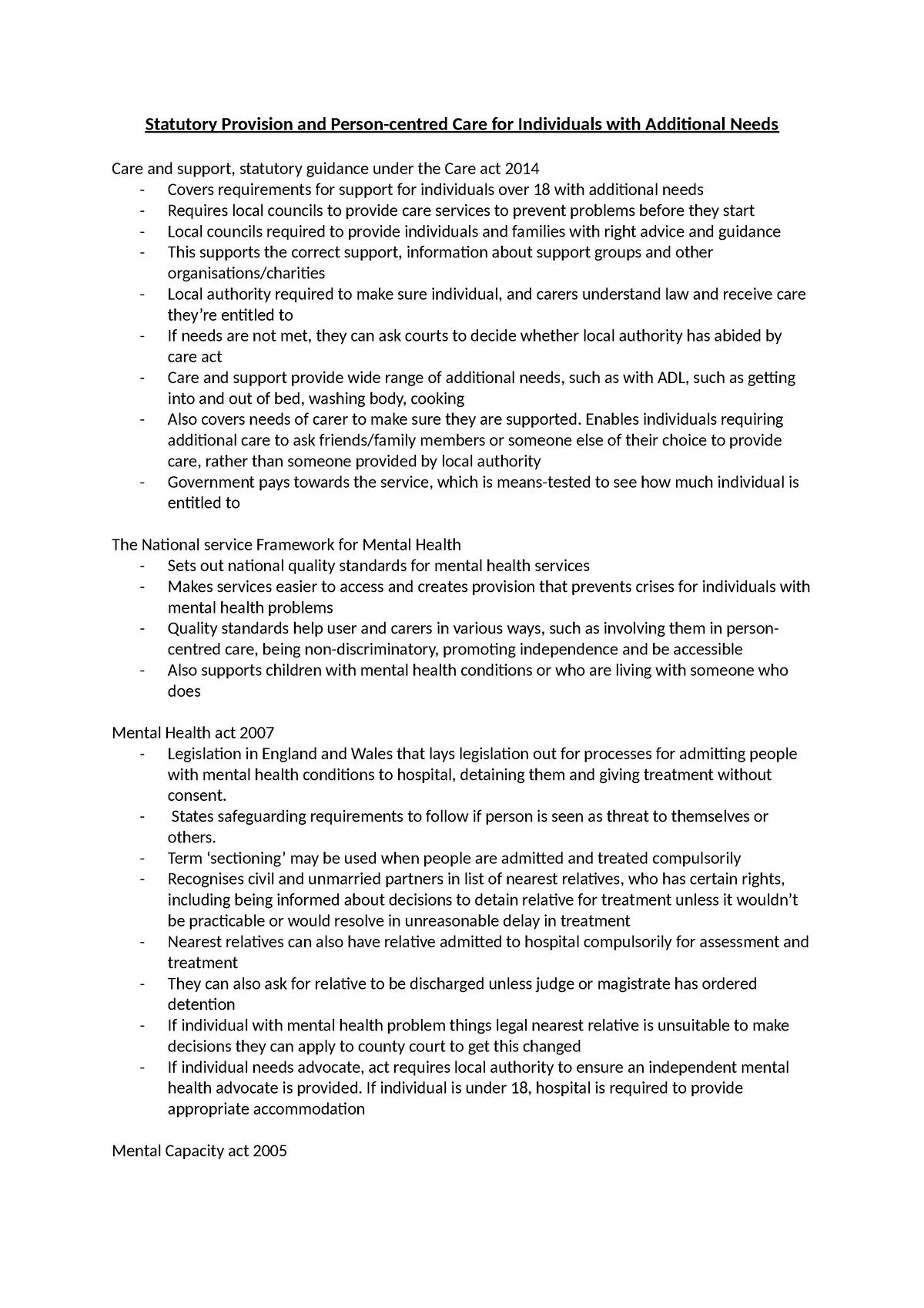 Statutory Provision and Person Statutory Provision and Personcentred