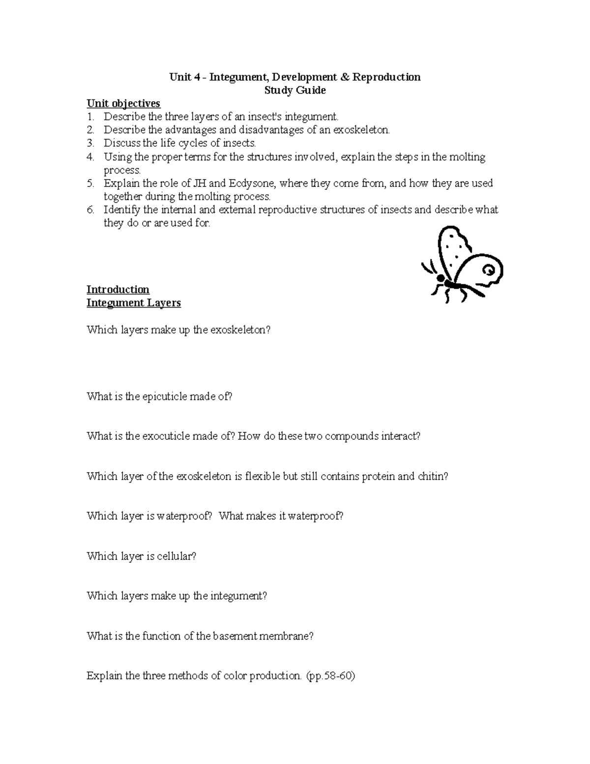 Module 4 study guide unit 4 integument development reproduction