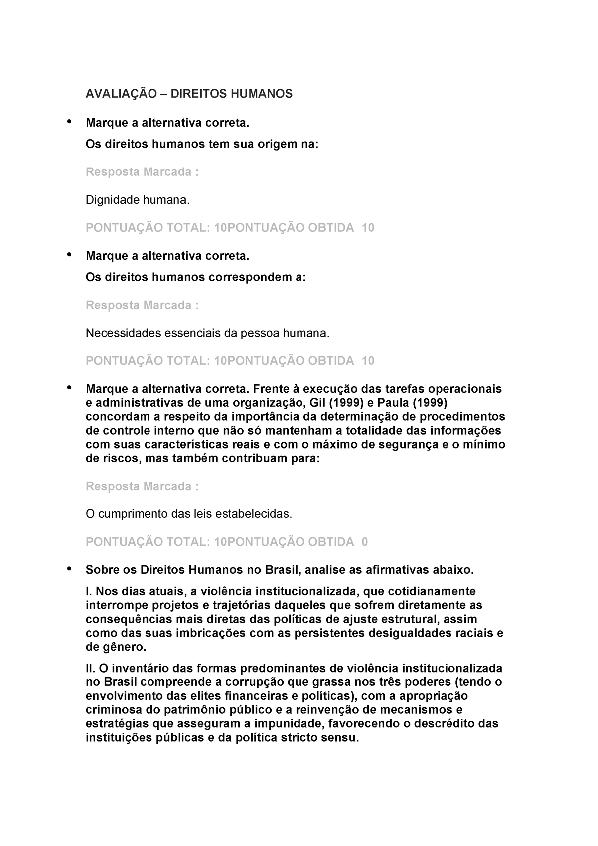 Avaliação Direitos Humanos AvaliaÇÃo Direitos Humanos Marque A Alternativa Correta Os 2692