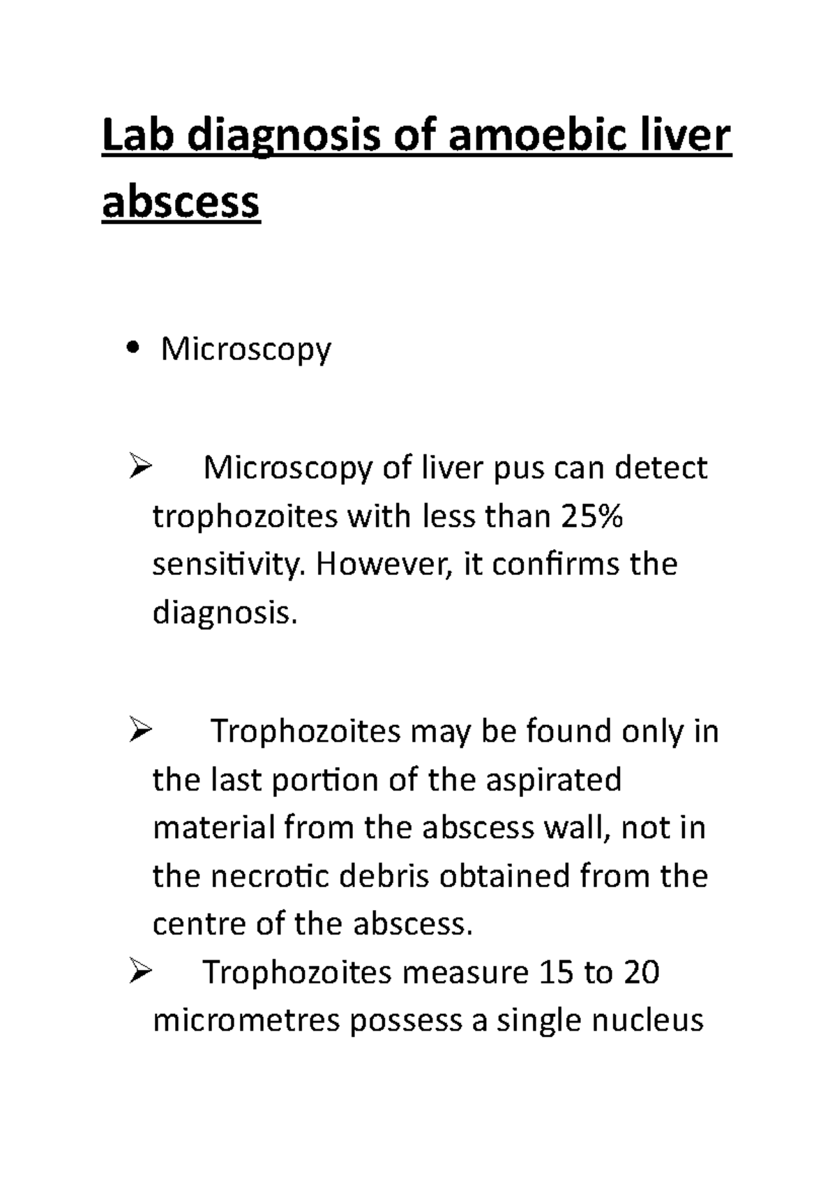 Lab diagnosis of Amoebic Liver Abscess - Lab diagnosis of amoebic liver ...