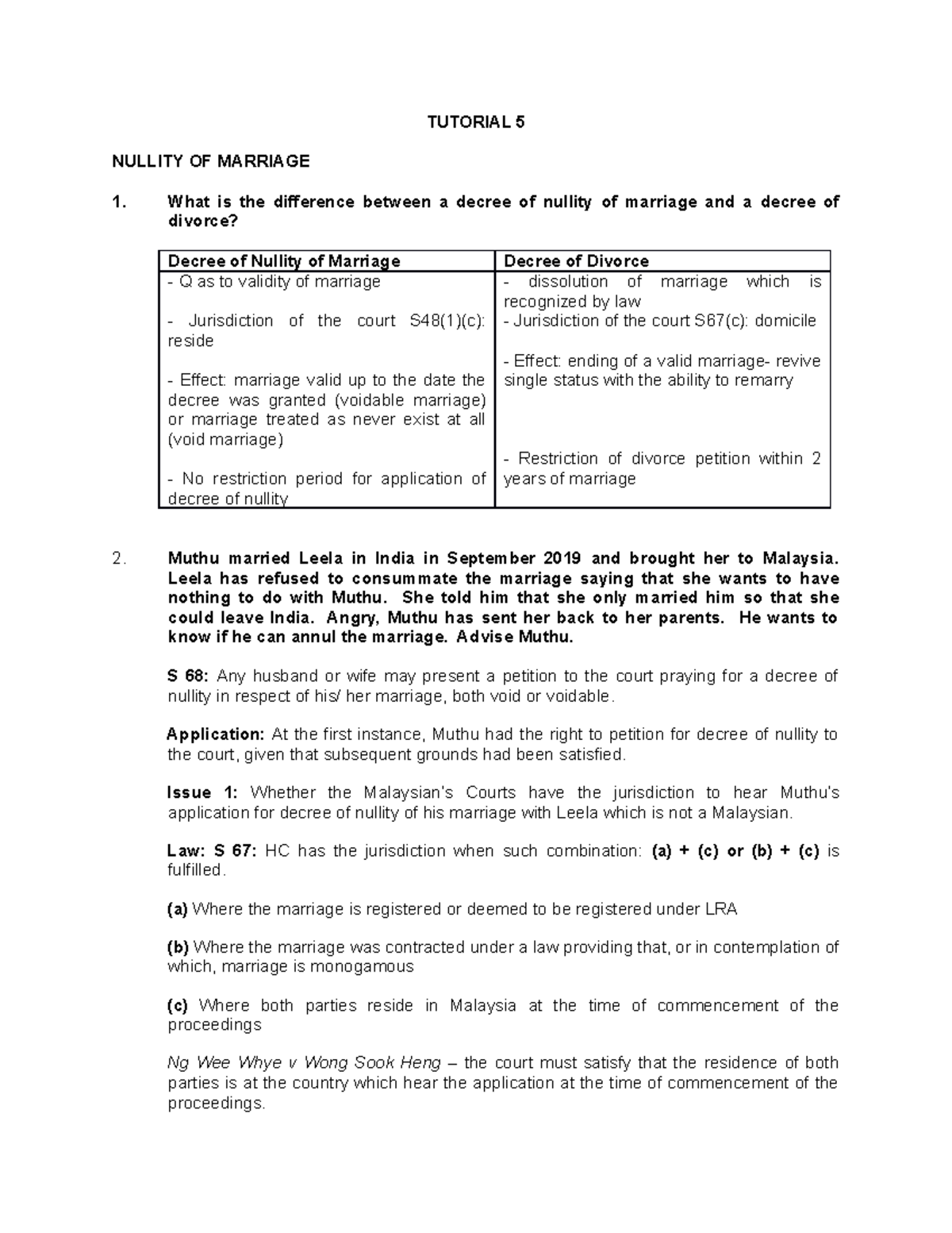 Tutorial 5 Nullity Of Marriage - TUTORIAL 5 NULLITY OF MARRIAGE What Is ...