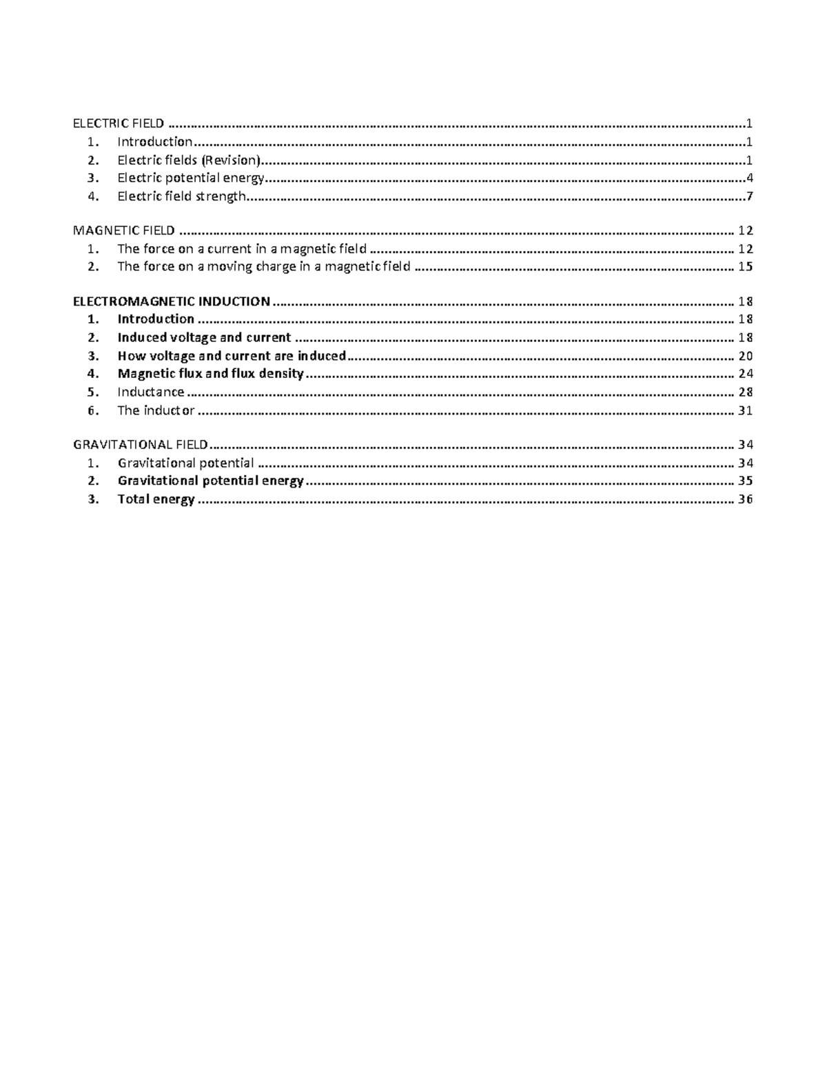 Fields booklet - ELECTRIC FIELD Introduction Electric fields (Revision ...