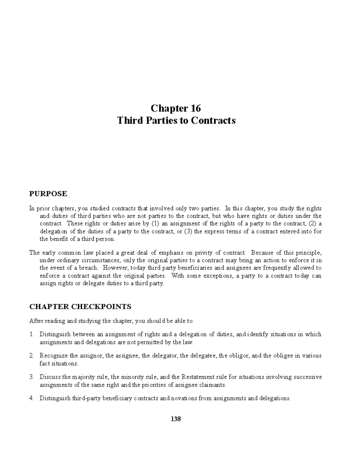 Study Guide Ch 16 - Third Parties to Contracts PURPOSE In prior ...