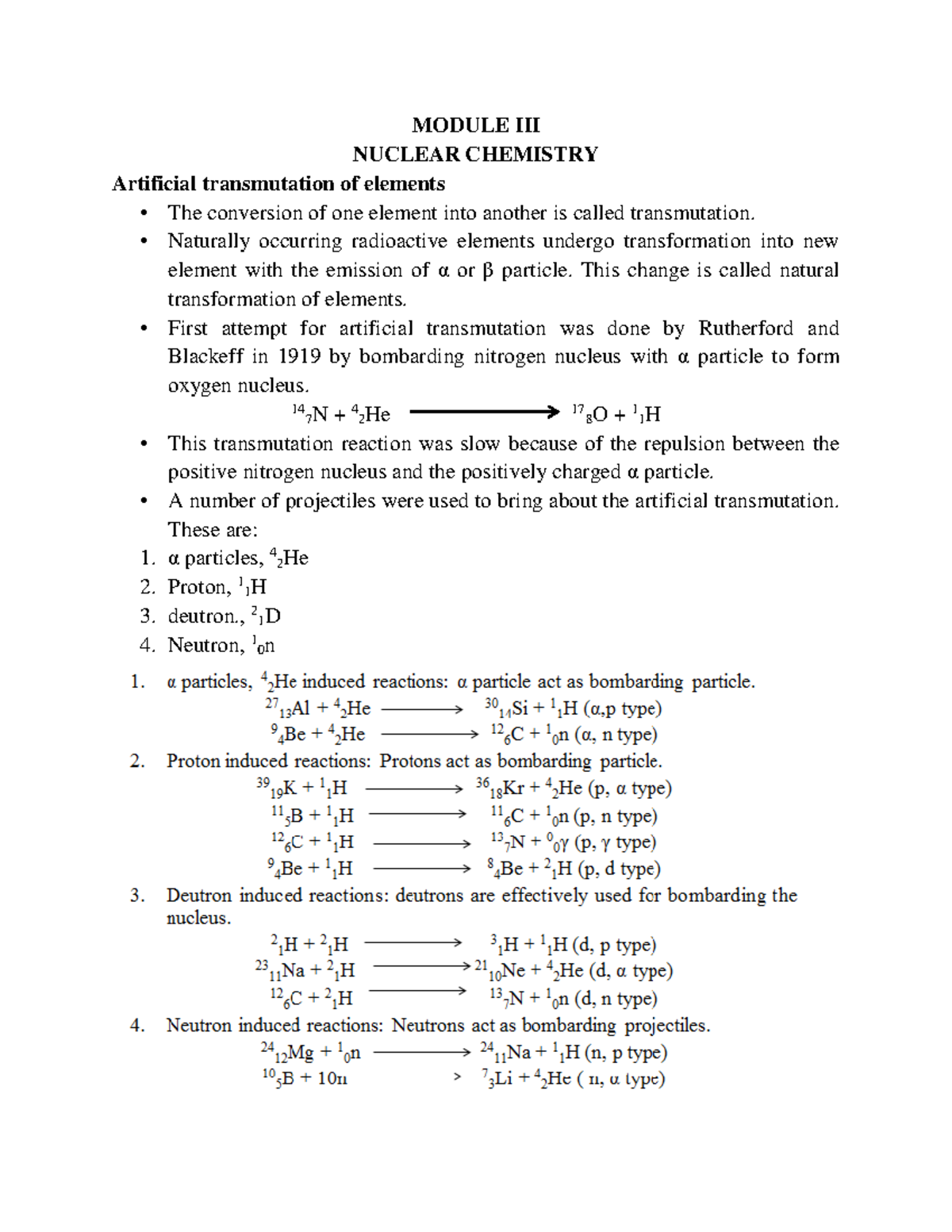 Module II Nuclear chemistry note 5 - MODULE III NUCLEAR CHEMISTRY ...