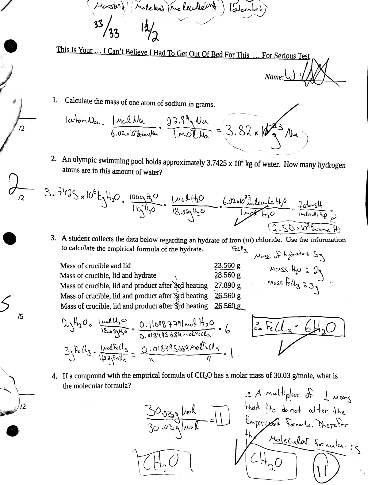 Quantities in Chemical Reactions (Moles, Limiting Reagent, Combustion ...