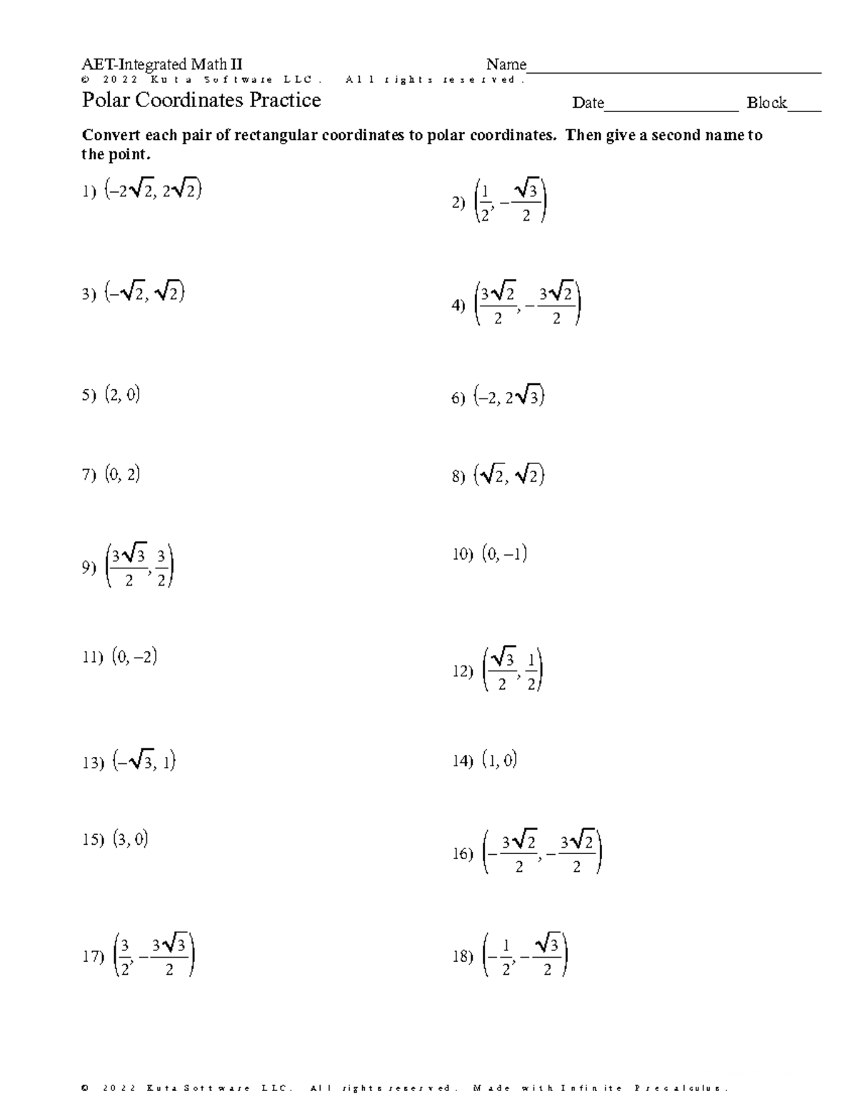 3+Polar+Coordinates+Practice - ©A N 2 b 0 D 2 d 2 W IKFuctka ...