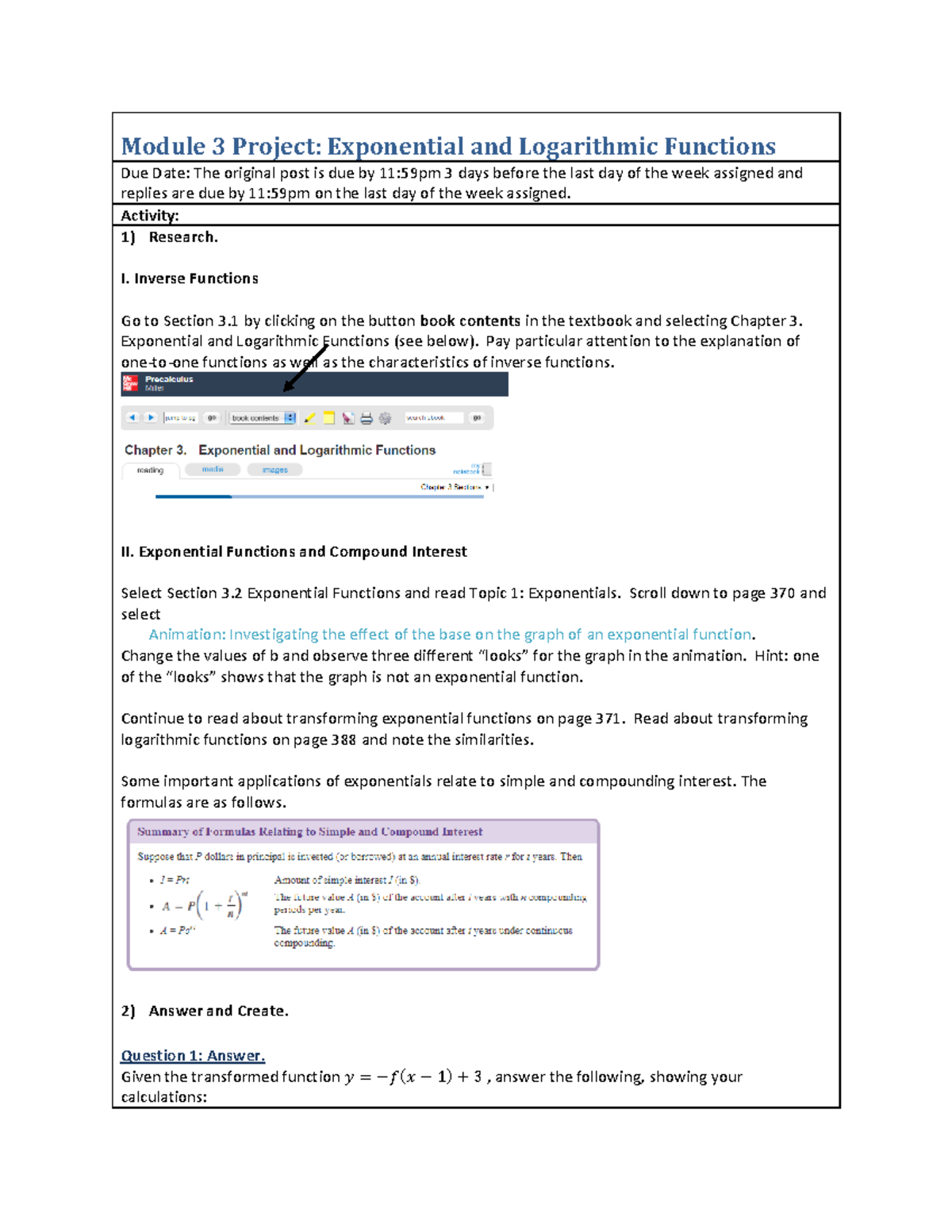 Mth 161 Module 3 Project Module 3 Project Exponential And Mth 161 Module 3 Project Module 3 Project Exponential And