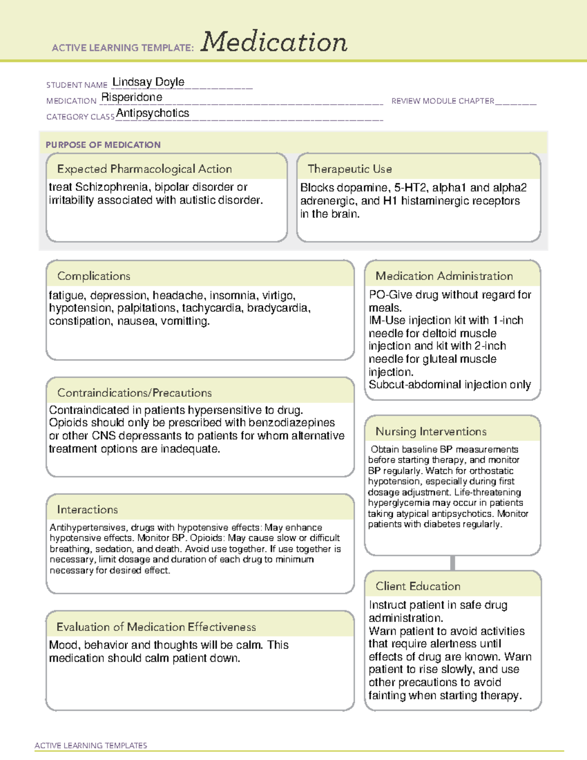 Medcard-Risperidone - Medcard - ACTIVE LEARNING TEMPLATES Medication ...