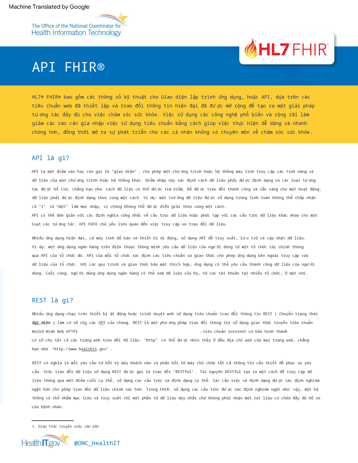 FHIR API Fact Sheet - mot mo hinh de xuất khí thải nhà kính co - API là gì? REST là gì? , Ví dÿ: mßt - StuDocu
