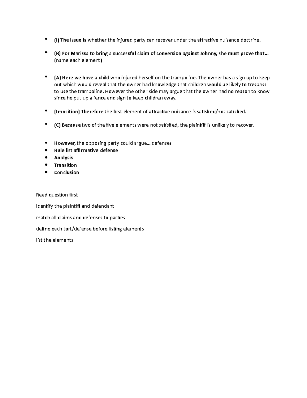 IRAC Template irac (I) The issue is whether the injured party can